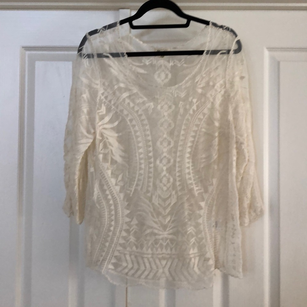 Cotton sheer patterned blouse
